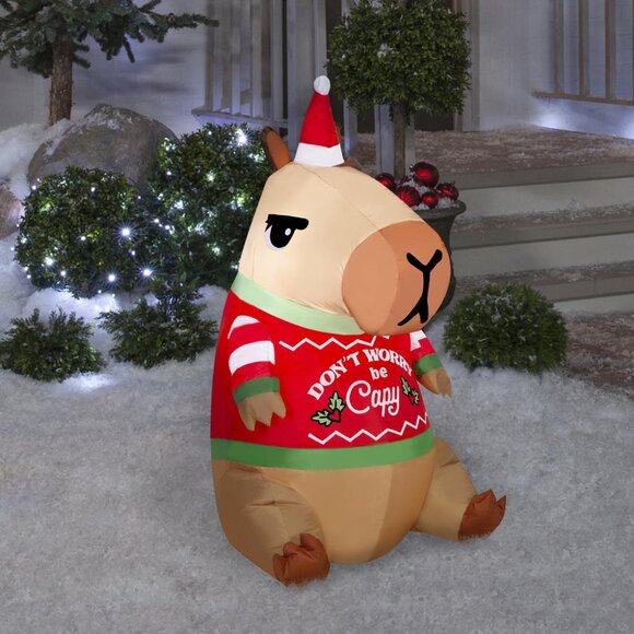 3.5 FT Capybara Christmas LED Inflatable Light up your Yard Holiday Decor NEW - Picture 1 of 8